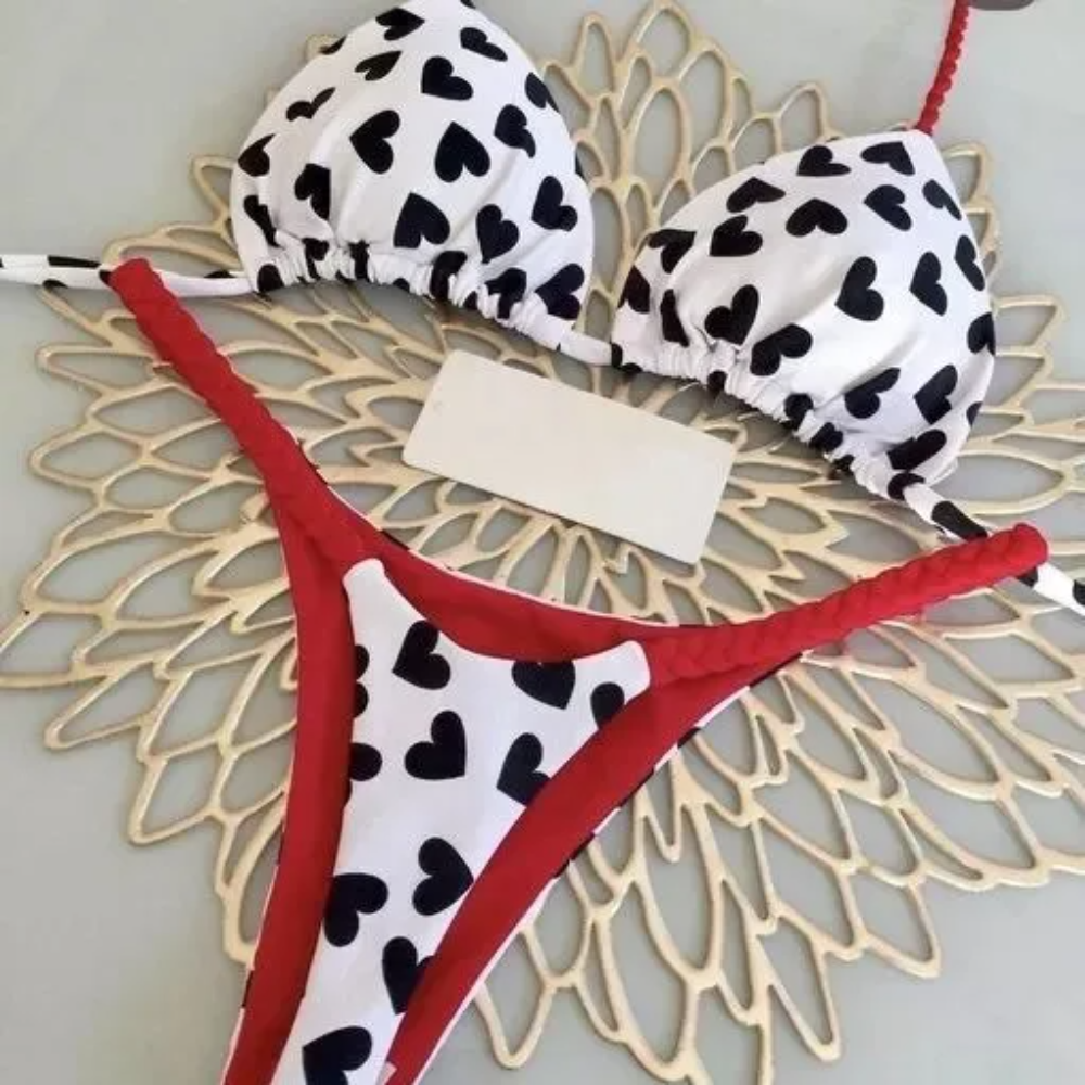 Women's Printed Bikini Set – Fashion Split G-String Swimsuit with Wire-Free Support and Chest Pads, Ideal for Beach Holidays