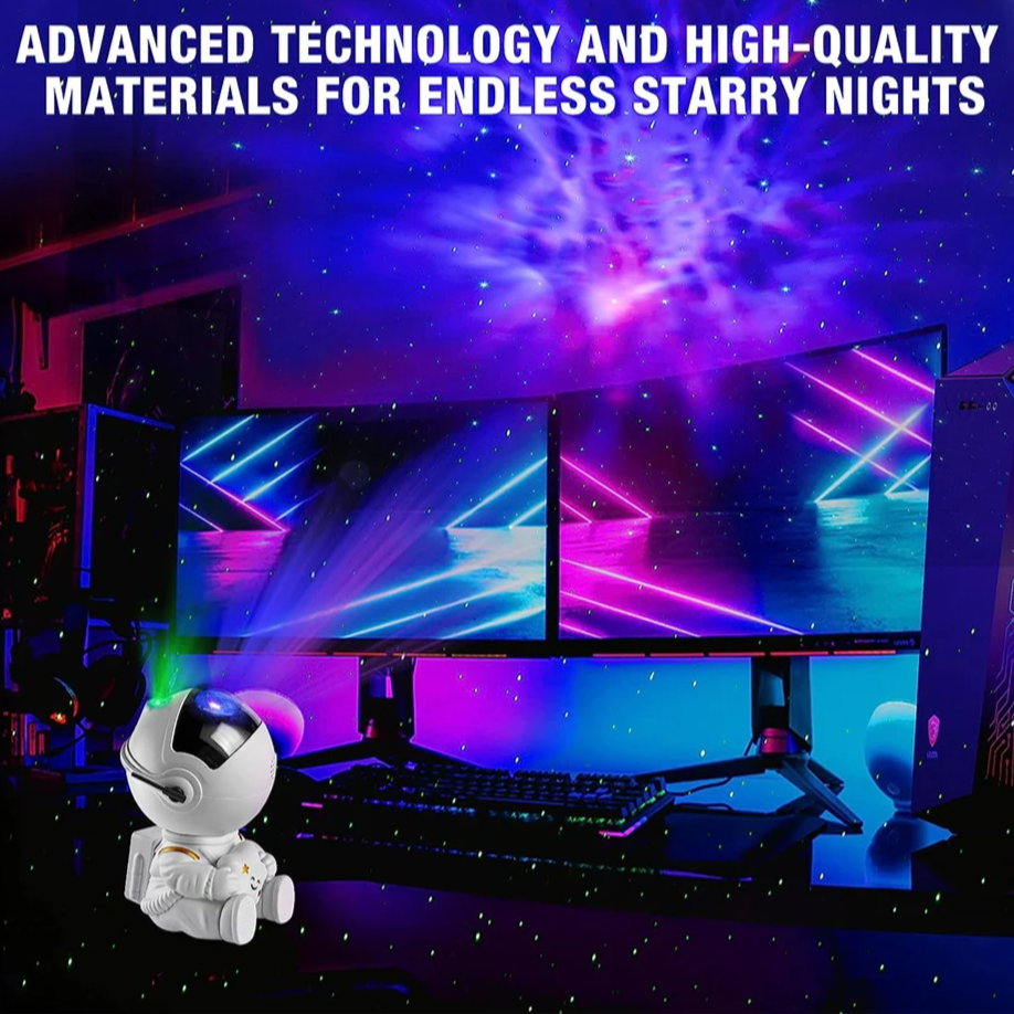 Astronaut Galaxy Star Projector Light – LED Starry Sky Nebula Lamp with Remote Control – USB Night Light for Kids, Adults, Bedroom, or Gift Use